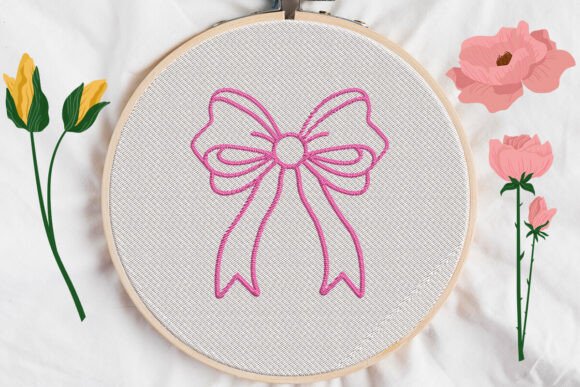 Charming Bow2 Embroidery for Baby Accessories