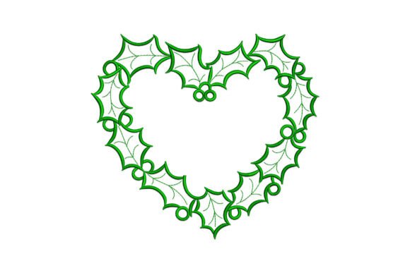 Charming Heart-shaped Holly Wreath Embroidery