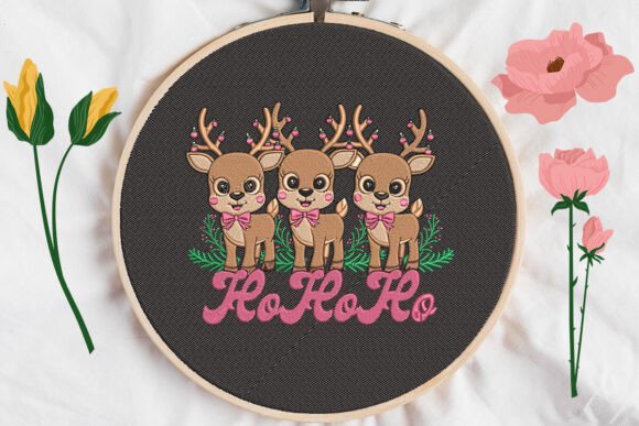 Charming Ho Ho Ho Reindeer Embroidery Design