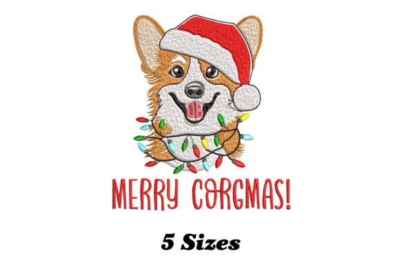 Charming Merry Corgmas Corgi Embroidery