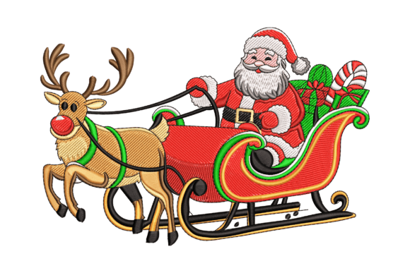 Charming Santa Sleigh for Festive Embroidery