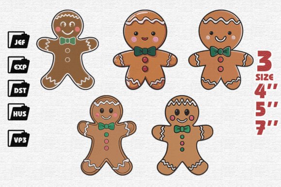Charming Set of 5 Christmas Gingerbread Men