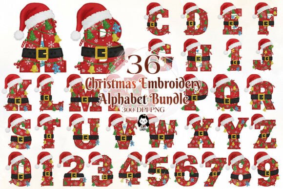 Christmas Embroidery Alphabet for Cozy Apparel