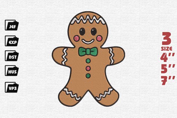 Christmas Gingerbread Man: A Charming Embroidery Design
