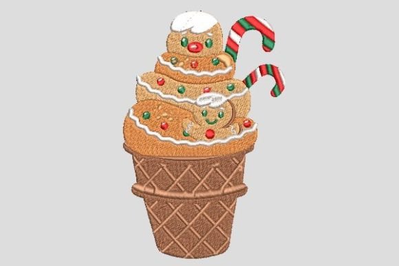 Christmas Ice Cream Cone Candy Embroidery