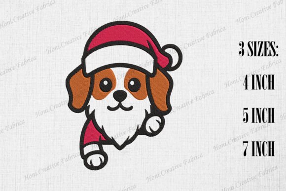Cute Santa Dog Peeking: A Festive Embroidery Gem