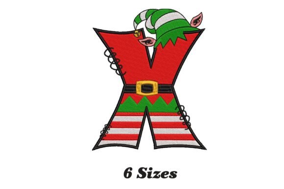 Elf Letter X Christmas: A Charming Embroidery Design