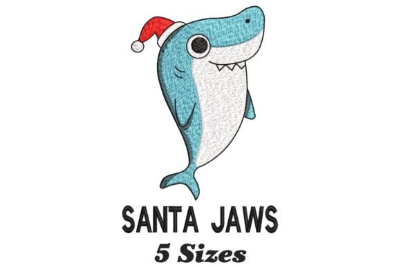 Embroidering Joy with Santa Jaws Funny Shark