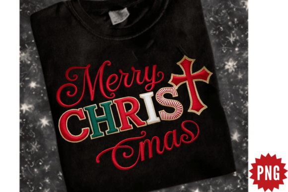 Faux Embroidery Merry Christmas PNG Design