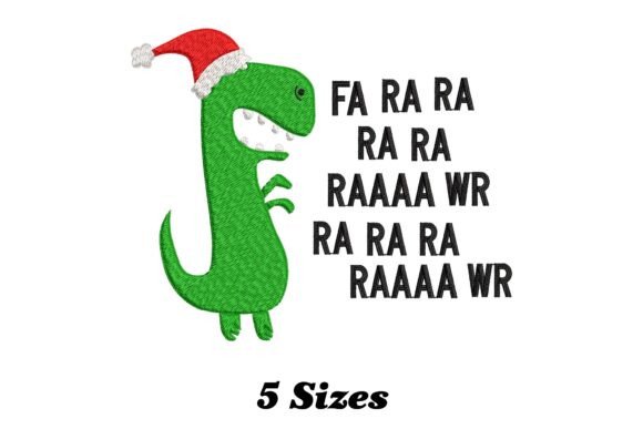 Festive Fa Ra Ra Rawr T-Rex Dino Embroidery