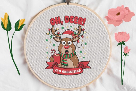 Funny Christmas Cute Reindeer: A Festive Embroidery Gem
