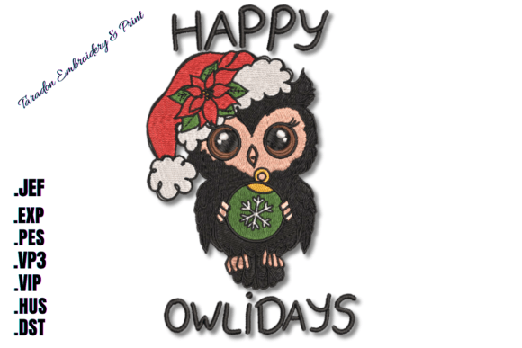 Happy Owlidays: A Charming Christmas Embroidery Design