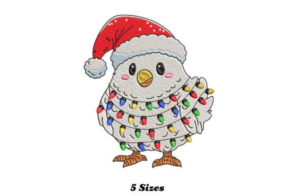 Lighting Chicken Christmas: A Charming Embroidery Design