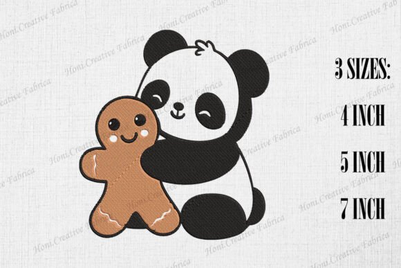 Panda Hugging Gingerbread Man: A Charming Christmas Embroidery