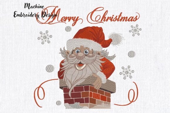 Santa Claus in Chimney: A Festive Embroidery Delight