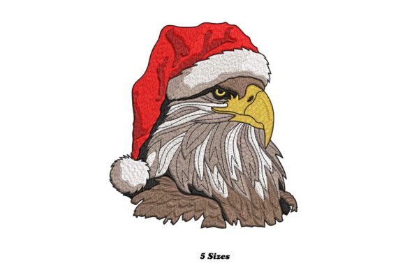 Santa Hat Bald Eagle Christmas Embroidery